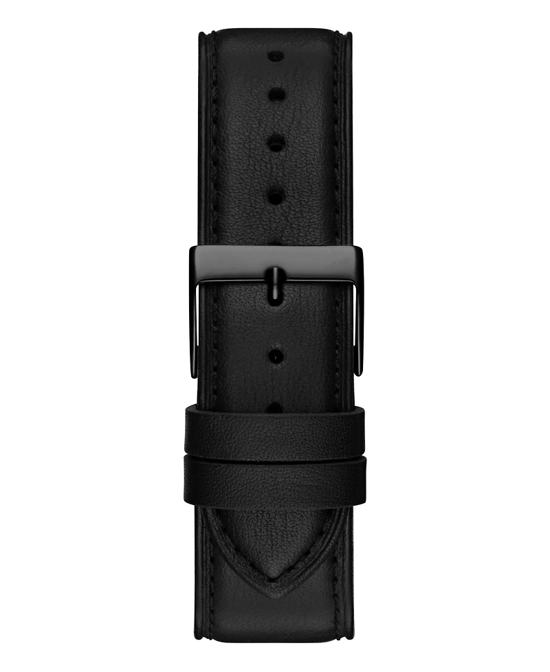 Guess Men's Analog Black Genuine Leather Watch, 44mm