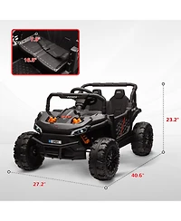 Qaba 12V Ride On Truck Utv Toy with 4-Wheel Suspension, Remote