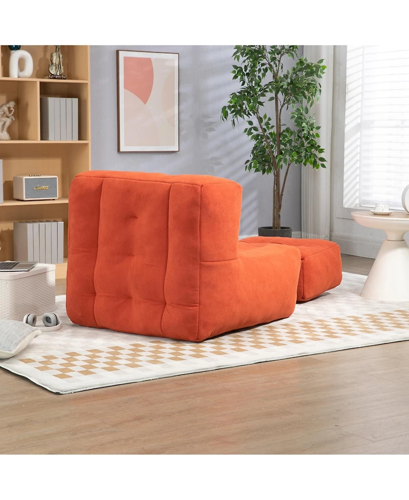 Fluffy Bean Bag Chair with Ottoman, Super Soft Lazy Sofa for Living Room-The Pop Home