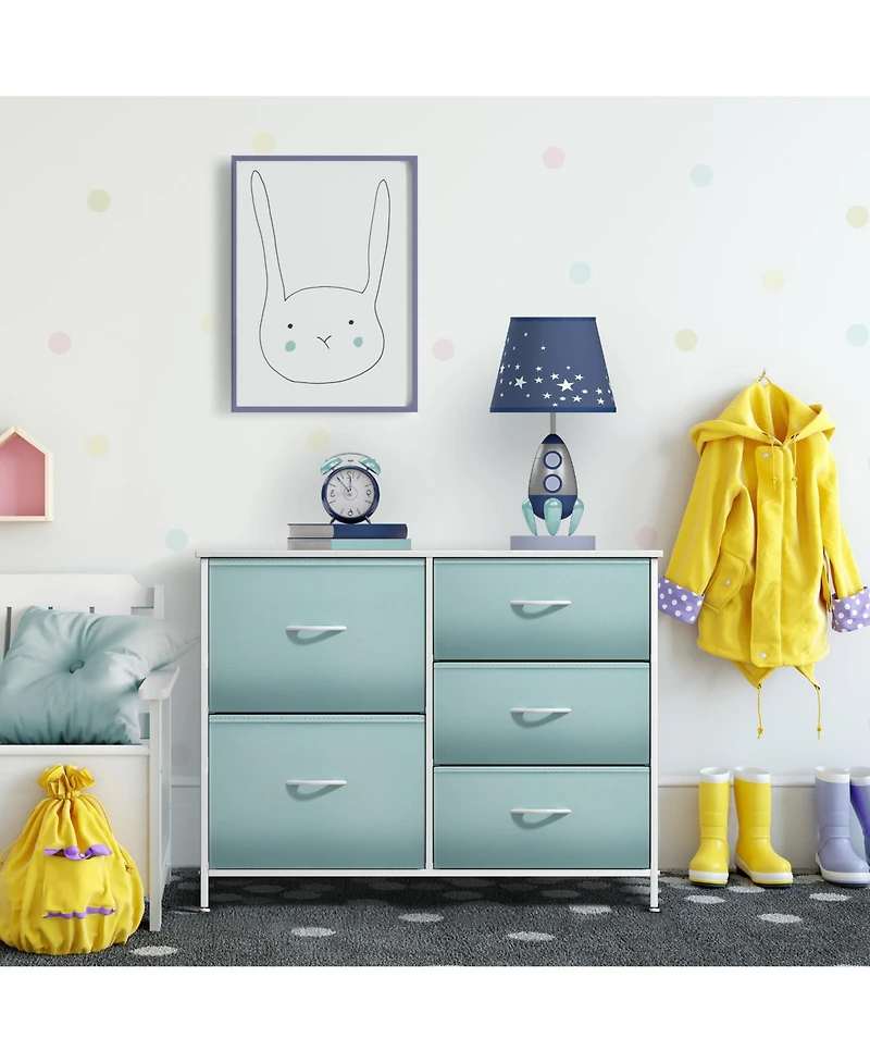 Sorbus Dresser with 5 Drawers - Storage Chest Organizer with Steel Frame, Wood Top, Handles