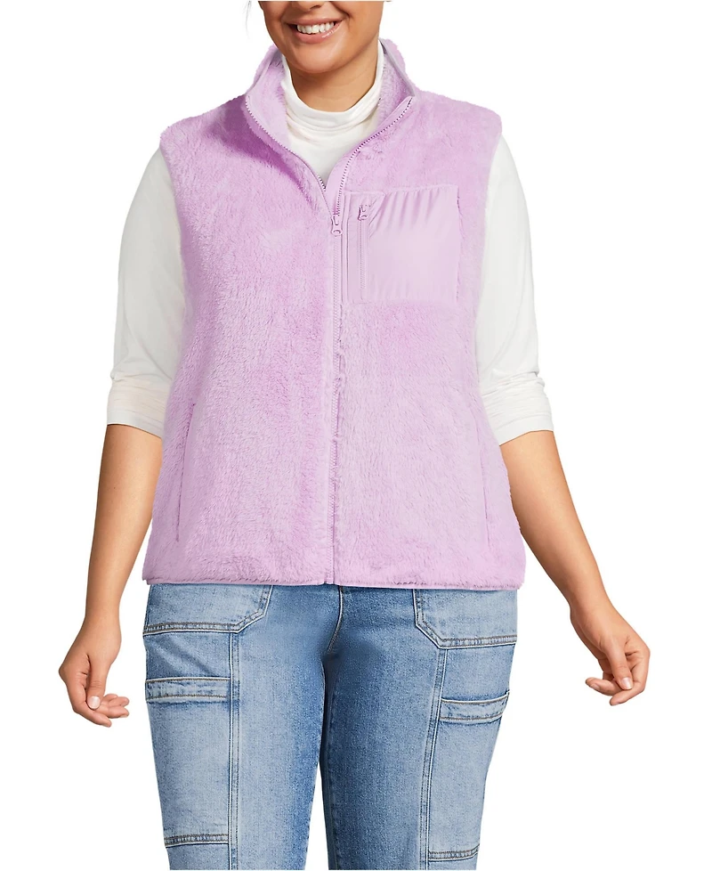 Lands' End Plus Cozy High Pile Fleece Vest
