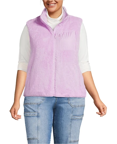 Lands' End Plus Cozy High Pile Fleece Vest