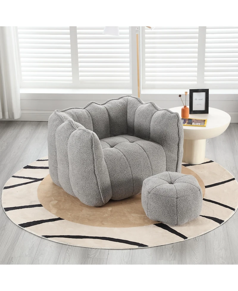 Soft Bean Bag Chair with Footstool, Comfortable Sofa for Gaming, Reading, and Tv-The Pop Home