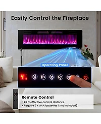 Sugift 60 Inch Ultra-Thin Electric Fireplace with Decorative Crystals