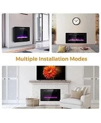 Sugift 30-Inch Recessed Ultra Thin Electric Fireplace Heater with Glass Appearance