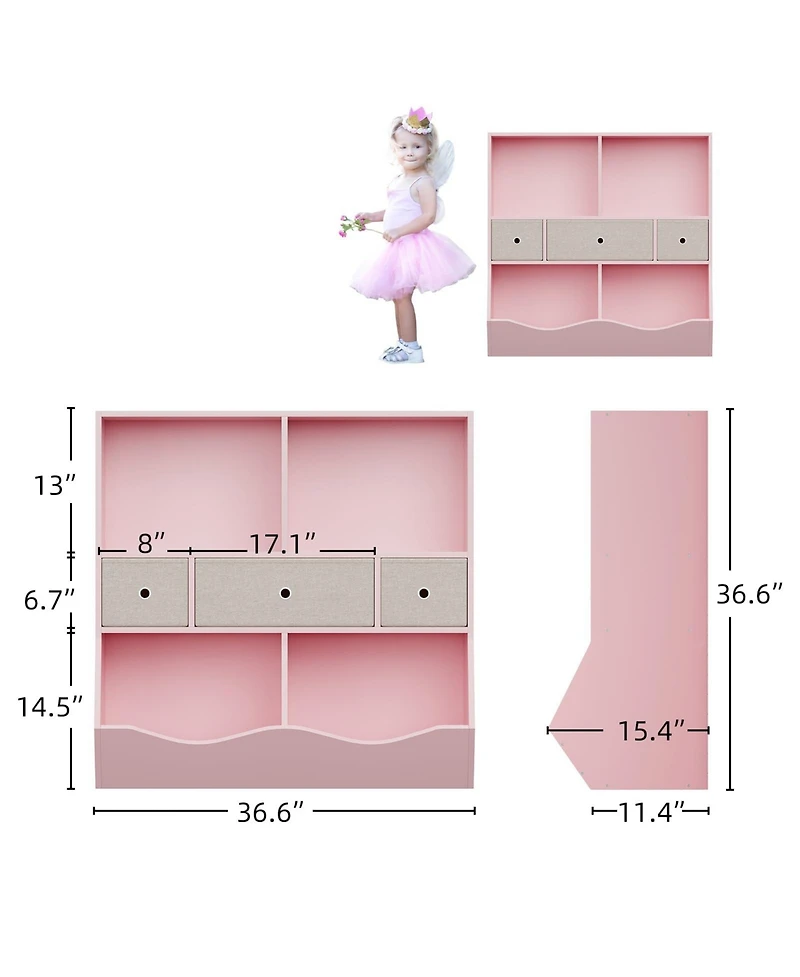 gaomon Kids Toy Storage Organizer, Kids Bookshelf with 2 Bookshelfs