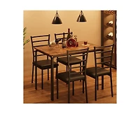 gaomon 5 Piece Dining Table Set, Modern & Retro Kitchen Table Furniture for Dining Room, Compact Space-Saving Table Set, Metal Frame Wood Tabletop, 4