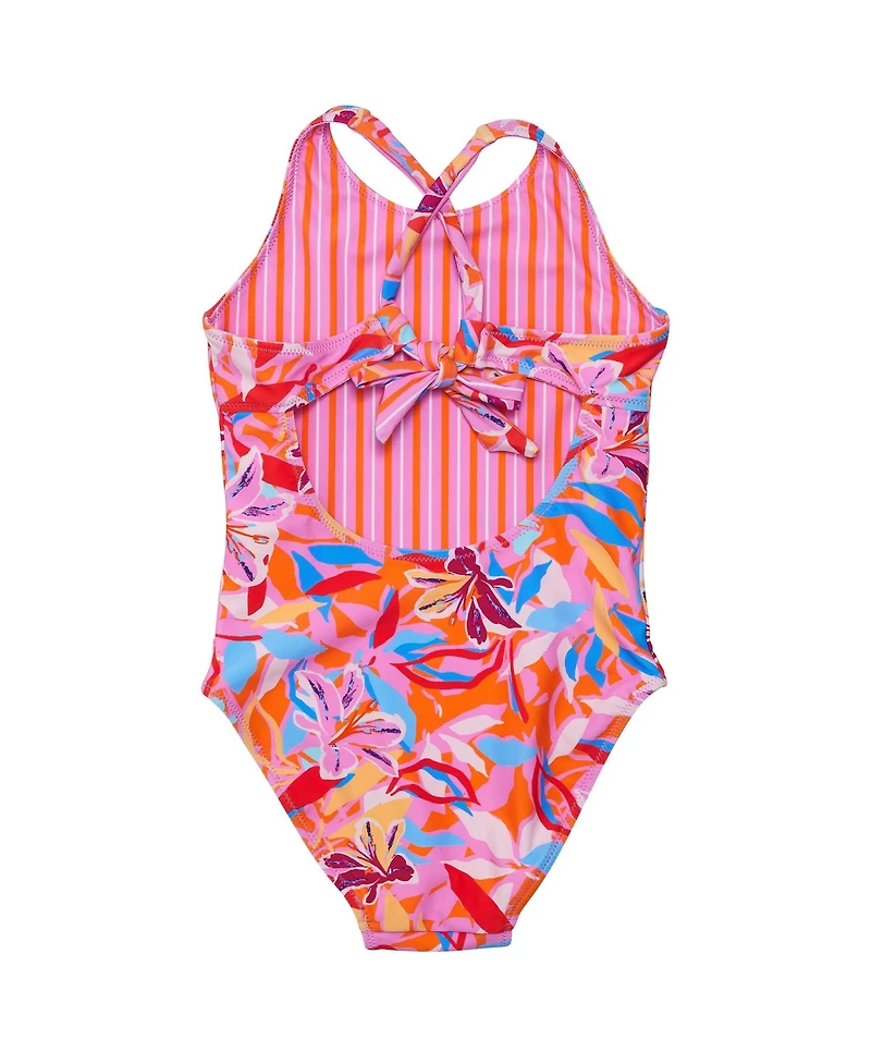 Snapper Rock Big Girls Blooming Sunset Sustainable X Back Swimsuit