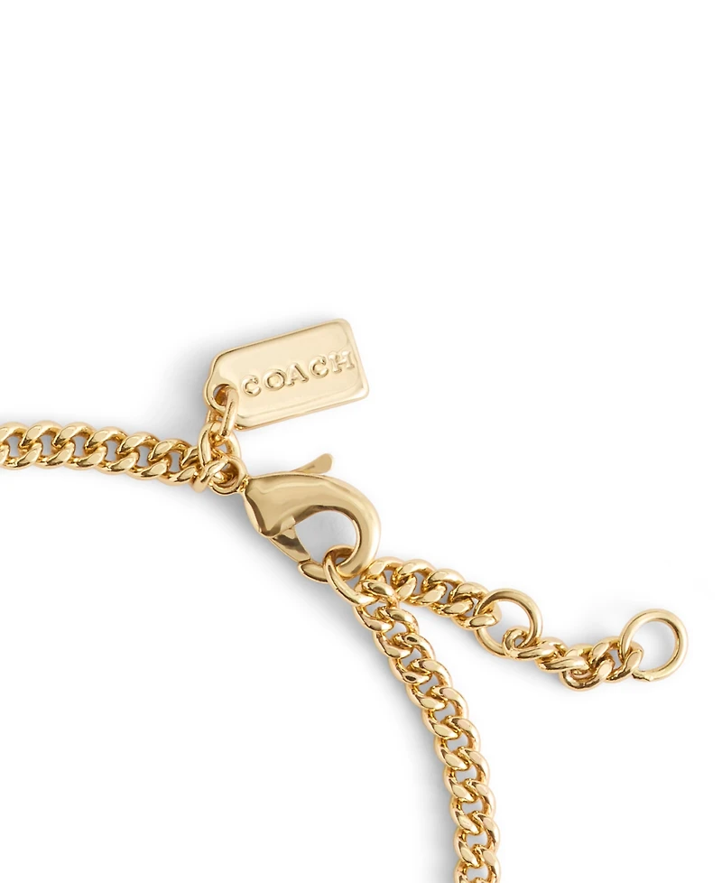 Coach Two-Tone Signature Carabiner Heart Link Bracelet