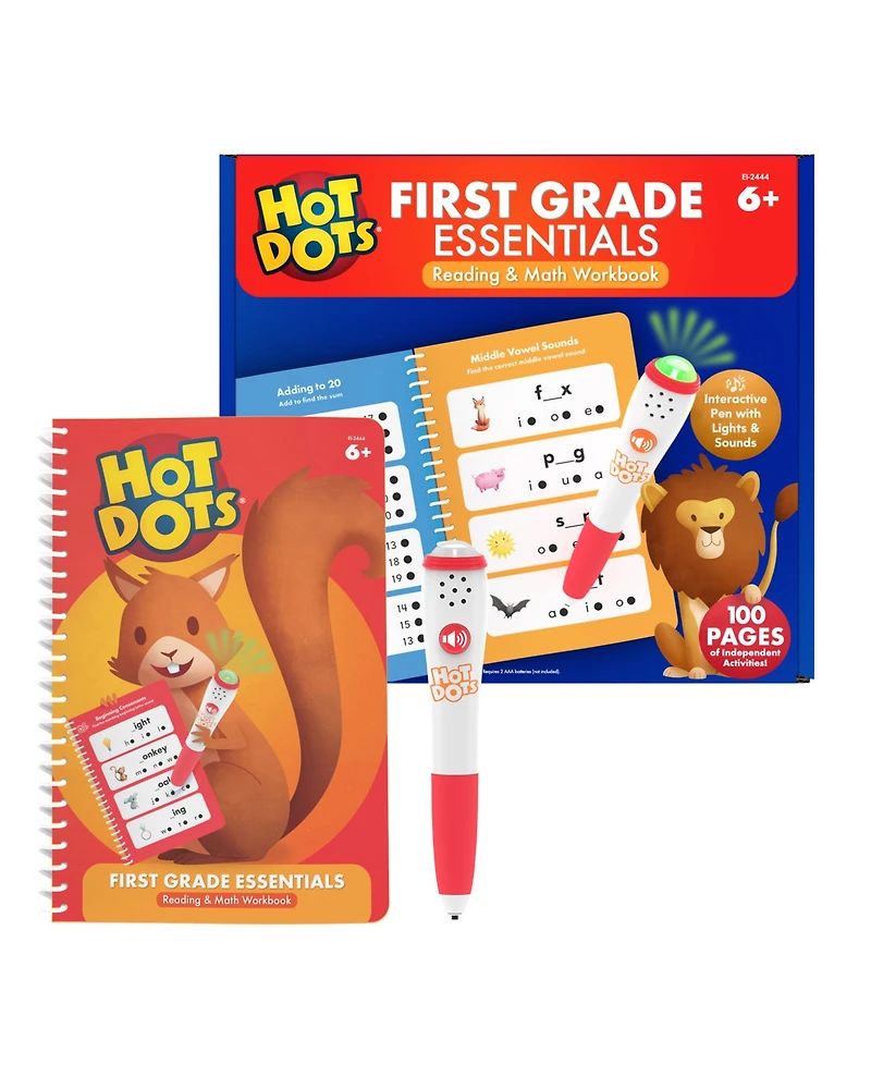 Educational Insights Hot Dots First Grade Essentials Reading and Math Workbook