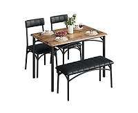 gaomon Dining Table Set for 5 Kitchen with 2 Upholstered Chairs and Bench 4 Pcs Rectangular Small Space Apartment Studio