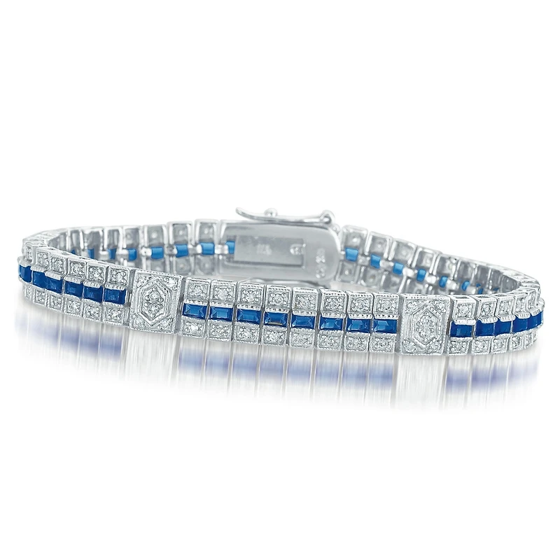 Sterling Silver White Gold Plated Cubic Zirconia Elegant Bracelet