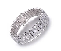 Sterling Silver with Colored Cubic Zirconia Wide Elegant Bracelet