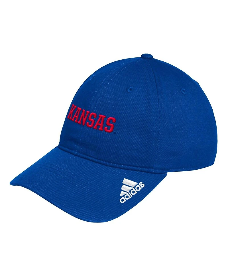 Adidas Men's Royal Kansas Jayhawks Locker Room Wordmark Slouch Adjustable Hat