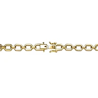 14k Gold Plated with Cubic Zirconia Pave Geometric Oval Chain & Link Bracelet