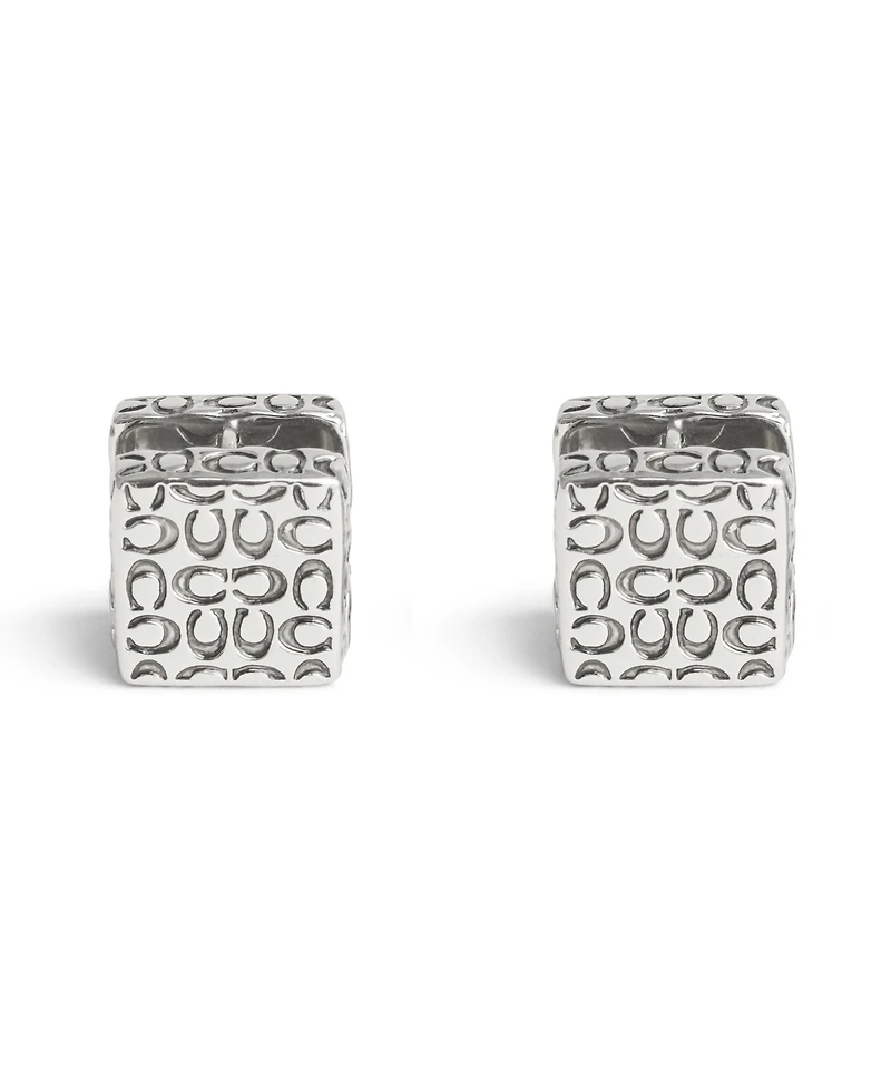 Coach Signature Quilted Cube Huggie Earrings