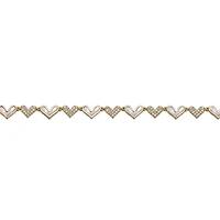 Sterling Silver 14K Gold Plated Heart Cubic Zirconia and Mother of Pearl Link Bracelet