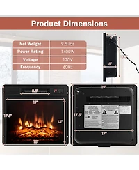 Sugift 18 Inch Electric Fireplace Inserted with Adjustable Led Flame