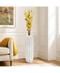 LuxenHome Modern Geometric Pattern Polyresin -Inch Tall Cylinder Vase