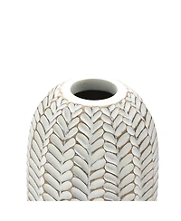 LuxenHome Modern Geometric Pattern Polyresin -Inch Tall Cylinder Vase