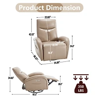Power Recliner Chair with Lumbar Support Max Swivel Degree 270° Heavy Duty Motion Mechanism with Usb and Type-c Ports