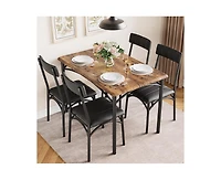 gaomon Dining Table Set for 4, Kitchen Table with 4 Upholstered Chairs, 5 Piece Rectangular Dining Room Table Set, for Small Space, Apartment, Home