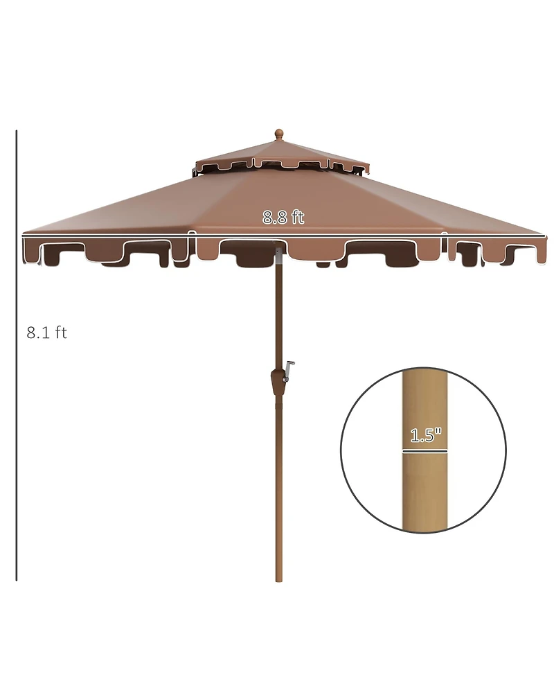 Outsunny 9' Patio Umbrella with Tilt and Crank, Outdoor Umbrella,