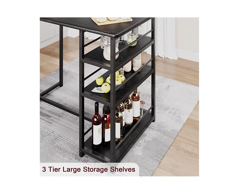 gaomon Dining Table Set for 2, Kitchen Table and Chairs with Wine Rack, Metal Frame Modern Bar Table Set with 2 Chairs