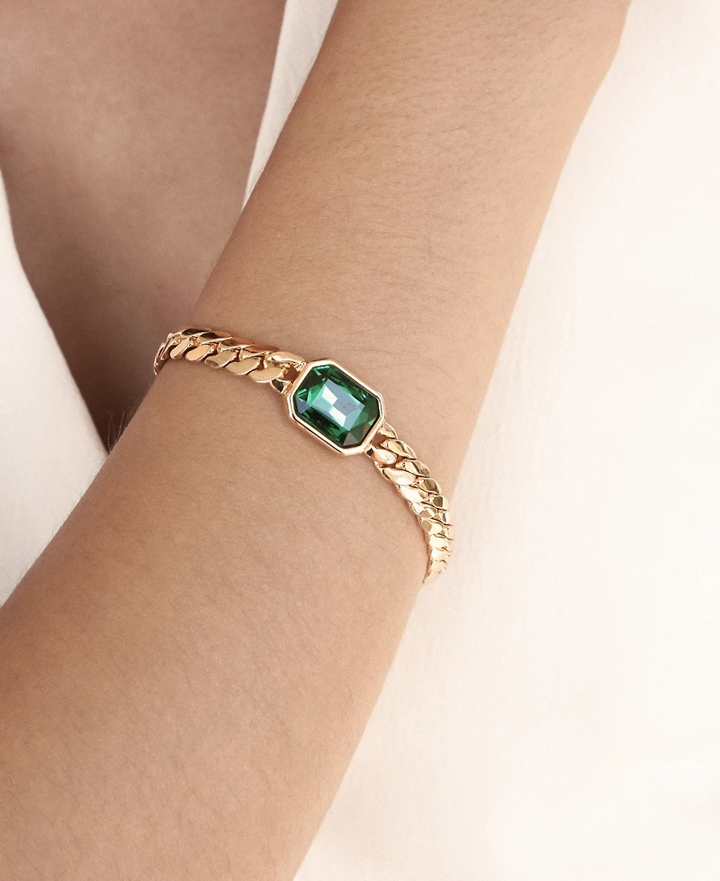 Ettika Deco Crystal Statement Cuban Chain Bracelet