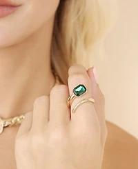 Ettika Deco Emerald 18k Gold Plated Ring