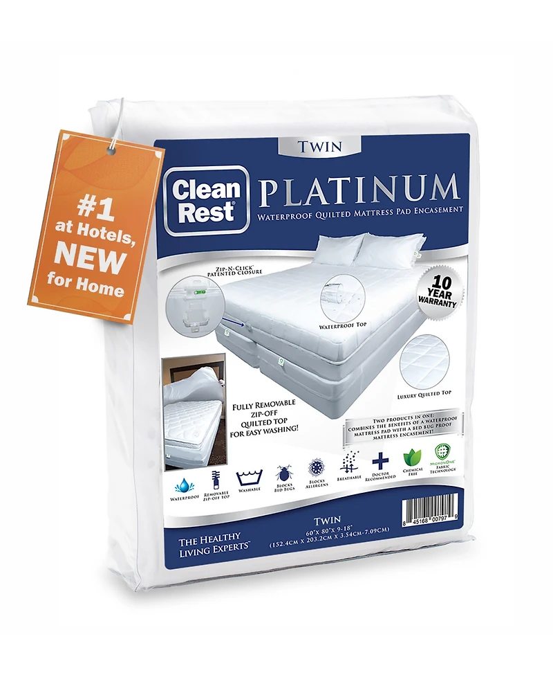 CleanBrands Platinum Zippered Encasing Quilted Mattress Pad
