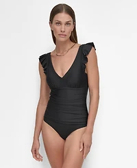 Dkny Women's Ruffled Underwire One-Piece Swimsuit