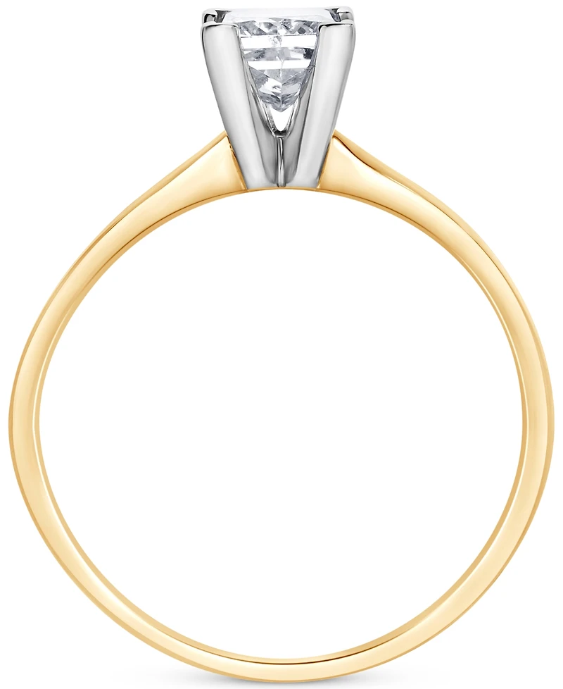 Diamond Princess-Cut Solitaire Ring (3/4 ct. t.w.) in 14k Yellow & White Gold