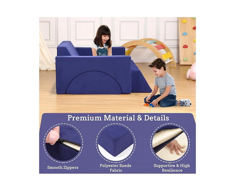 gaomon 7Pcs Kids Play Couch, Modular Kids Sofa Toddler Couch
