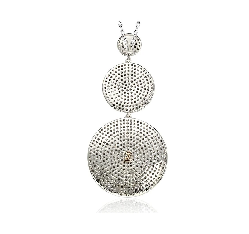 Suzy Levian Sterling Silver Cubic Zirconia White Pave Graduating Circles Pendant