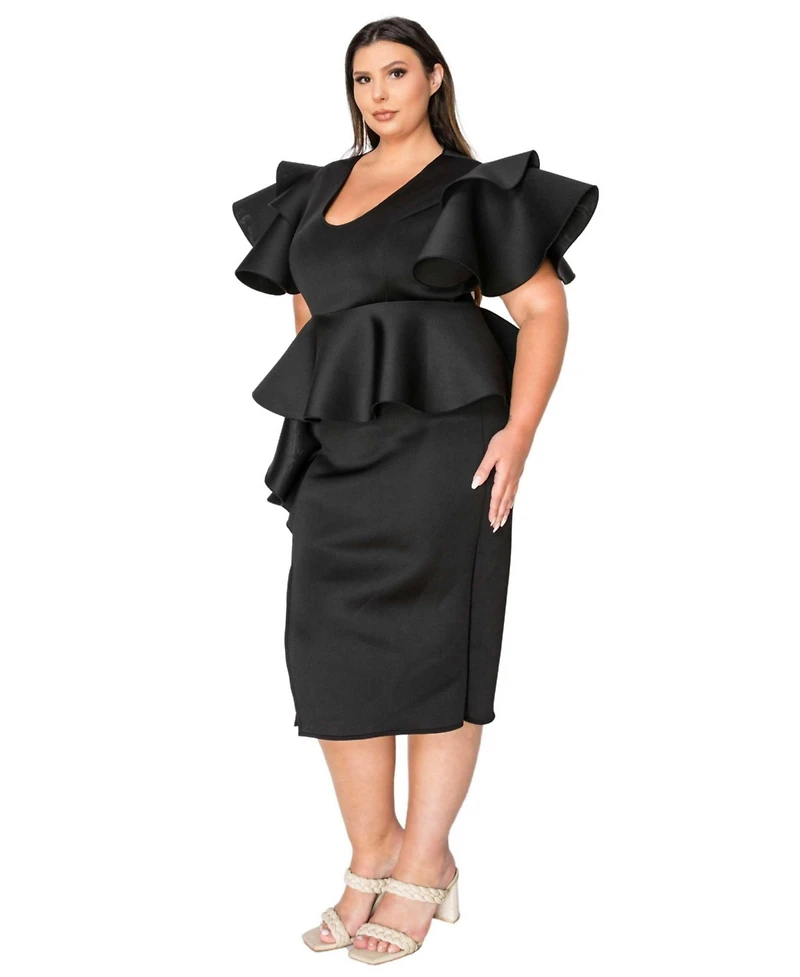 L I V D Plus Kira Neoprene Peplum Dress