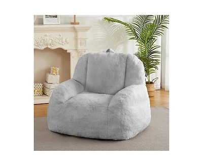 gaomon Giant Bean Bag Chair, Faux Fur Stuffed Bean Bag Couch with Filler, Bean Bag Chair for Adults, Big Lazy Sofa Floor Sofa with Handle