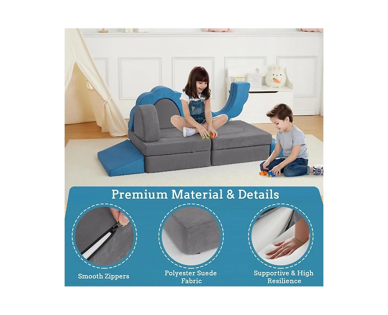 gaomon 11pcs Modular Kids Play Couch, Children Sectional Sofa Floor Toddler Couch for Kids Creative Play