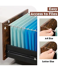 3 Drawer Wood Mobile File Cabinet, Rolling Filing Cabinet for Letter/A4 Size, Rustic