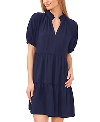 CeCe Women's Short Sleeve Tiered V-Neck Baby Doll Dress