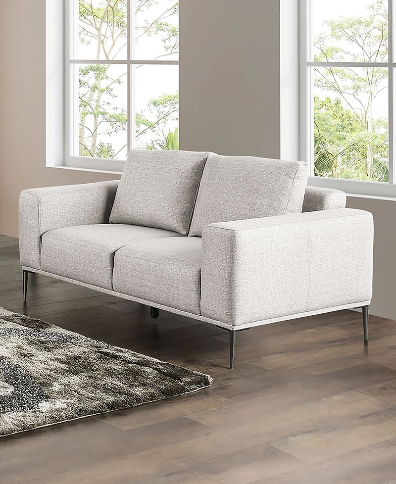 Furniture of America 65" Danio Chenille 2-Seater Track Arm Loveseat