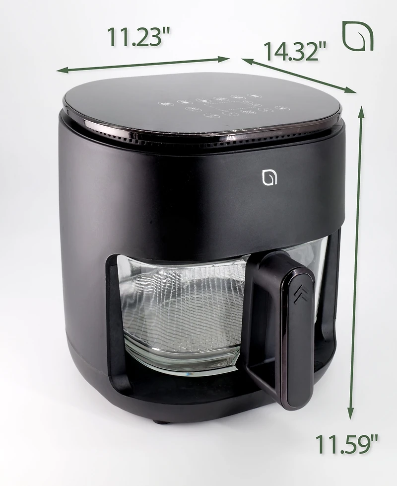 Willow Kitchen 5QT Digital Glass Air Fryer - Self-Cleaning, Digital Touch Screen, Healthier Frying, Watch Your Food Cook