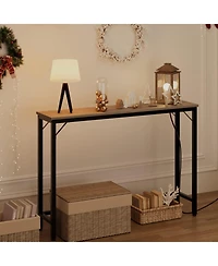 gaomon Console Table with Power Outlets & Usb Ports, Narrow Sofa Table with Charging Station