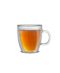 JoyJolt Fluted Savor Double Wall Coffee Glasses, Set of 4