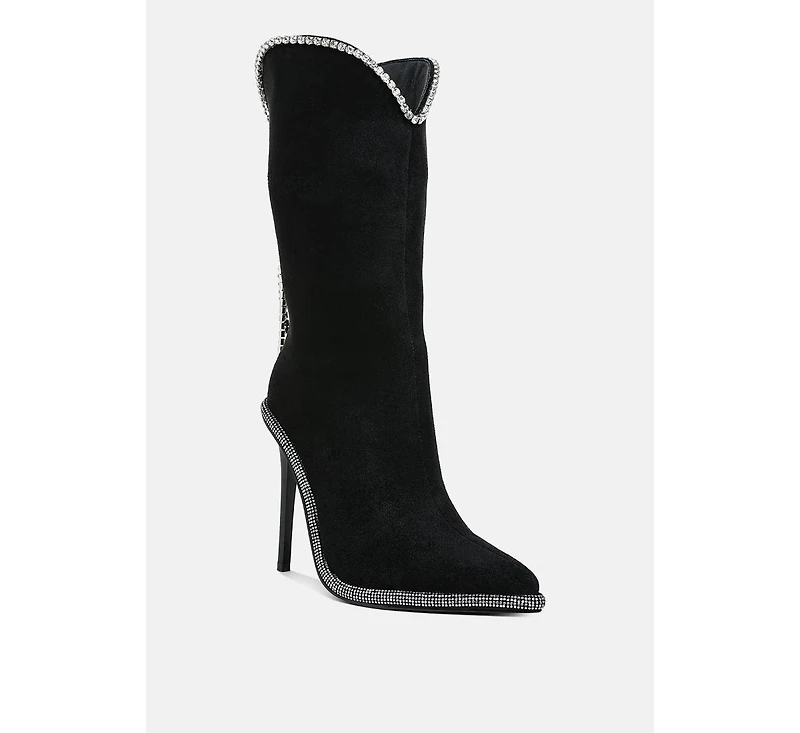 Ashipa Diamante Chain Detail Calf Boots