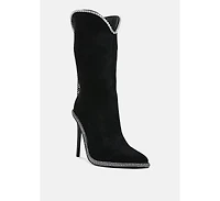 Ashipa Diamante Chain Detail Calf Boots