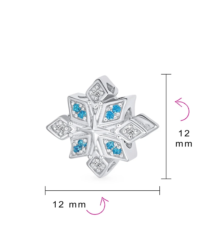 Bling Jewelry Aqua Ice Blue Snowflake Christmas Charm Bead with Crystals Bracelet