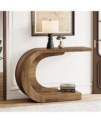 Tribesigns 43.3" C-Shaped Console Table, Mid-Century Modern Wood Entryway Hallway Table, Heavy-Duty Entry Accent Table for Hall, Living Room, Entrance