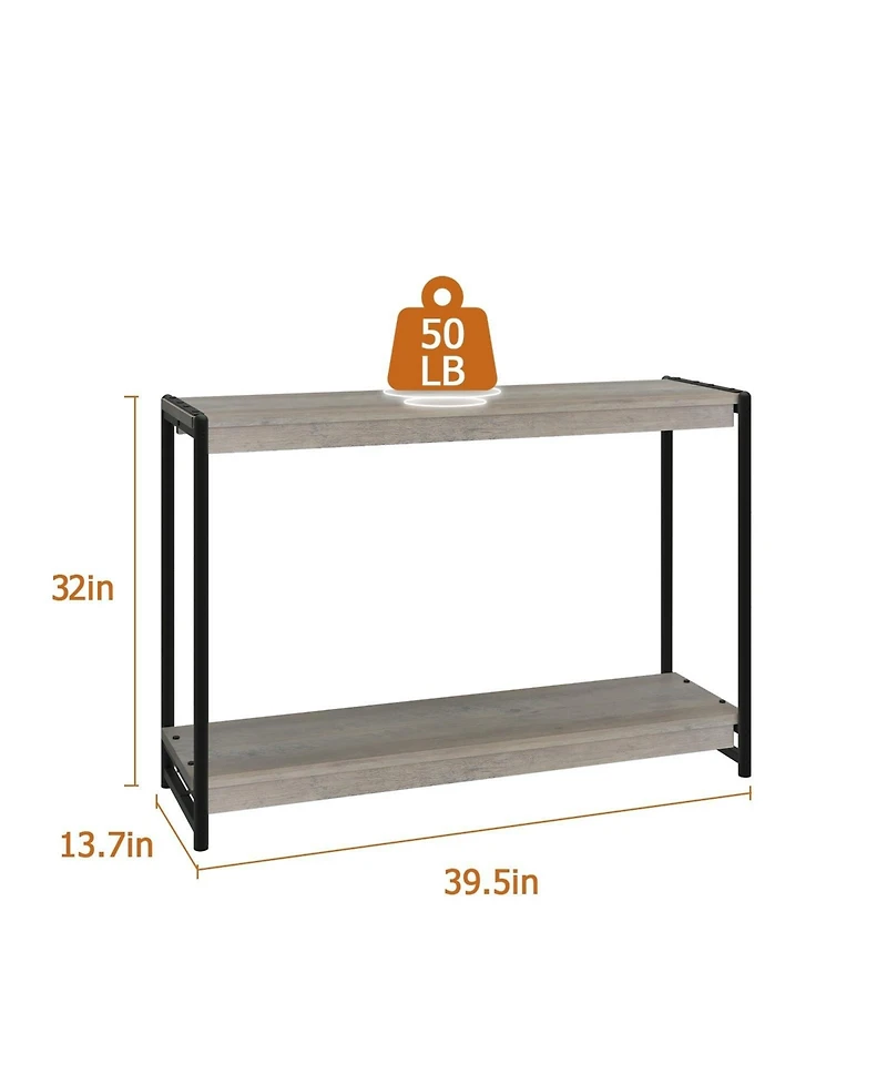 gaomon Console Table, 39.5 Inch Narrow Entryway Table with 2- Tiers Storage Shelves, Entrance Table
