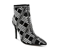 Urbanite Rhinestones Studded Stiletto Heel Boots
